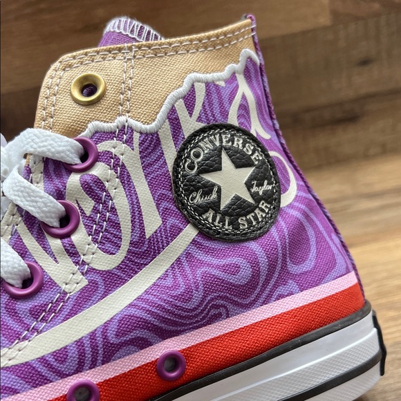Converse Women's Purple and Red High-Tops - Picture 7 of 9